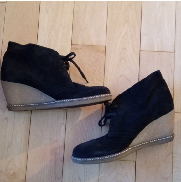 J Crew Black Suede McCallister Wedge Booties - Picture 5 of 7